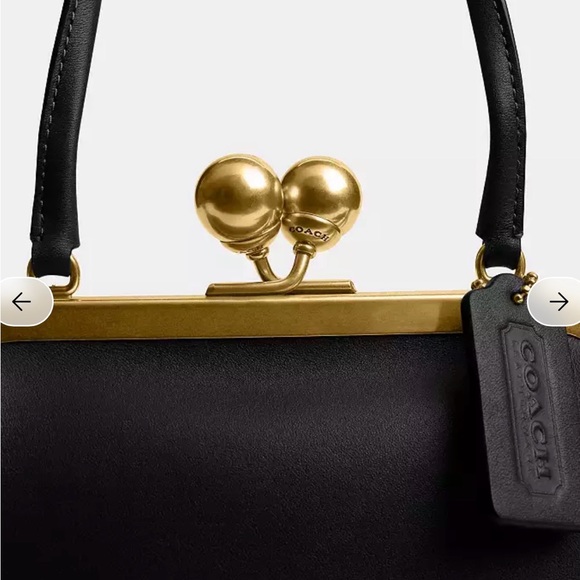 Coach Black and Gold Clutch with Heart Clasp - Picture 6 of 8